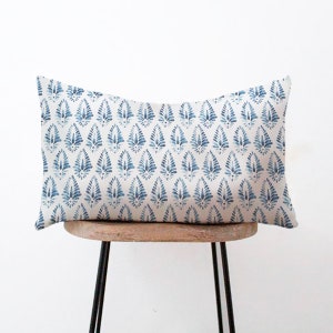 Blue and White Block Print Lumbar Pillow Cover - Blue and White Pillow - Agave Azure - 12x16, 12x20, 14x22, 14x36, 15x30