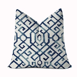 Geometric Blue and White Pillow Cover Abstract Pillow - Etsy