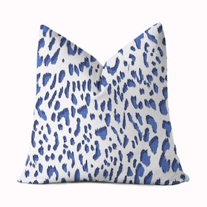 Blue and White Animal Print Pillow Cover - Abstract Modern Leopard Print - 18x18, 20x20, 22x22, 24x24, 26x26