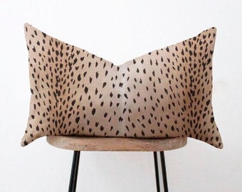 Tan and Black Antelope Lumbar Pillow Cover - Fawn, Deer Animal Print -  12x16, 12x18, 12x20, 14x20, 14x22, 14x28, 14x36, 15x30, 20x30