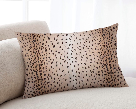 Tan and Black Antelope Lumbar Pillow Cover Fawn Deer Animal Print