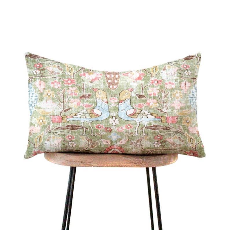 Locanda Turkish Print Lumbar Pillow Cover - Celery Green 12x16