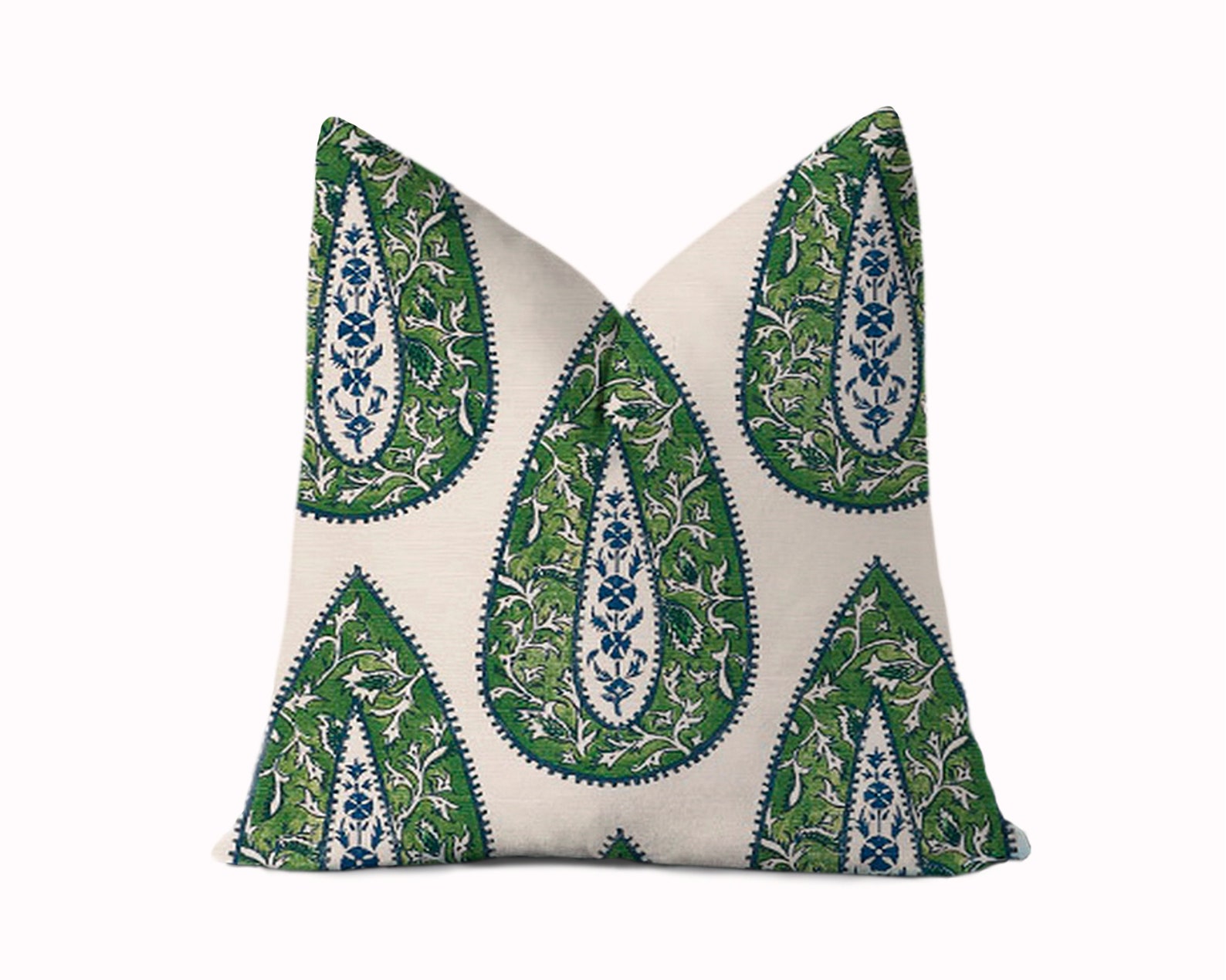 Green and Blue Bindi Pillow Cover Large Paisley Throw Pillow Etsy