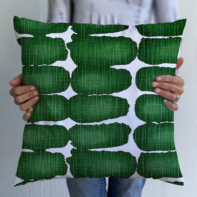 Green and White Pillow Cover Shibori Dot Throw Pillow Cover Etsy