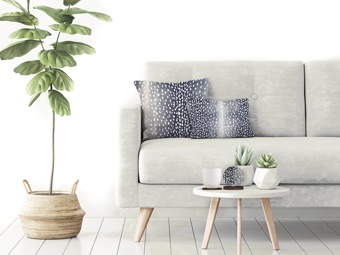 Navy Blue Antelope Lumbar Pillow Cover Animal Print Blue Etsy