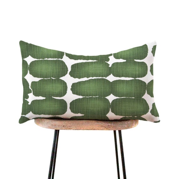 Green Shibori Dot Pillow Cover - Green and White Watercolor Tribal Pillow - 12x16, 12x18, 12x20, 14x20, 14x22, 14x28, 14x36, 15x30, 20x30