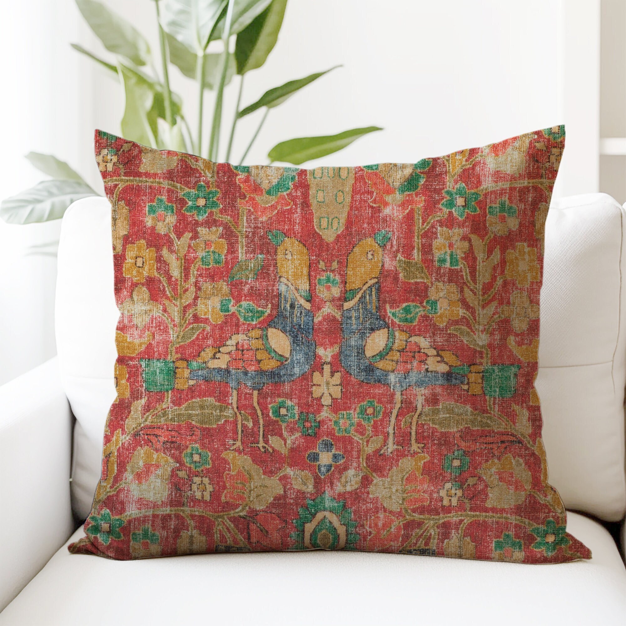 Red Turquoise Pillow Etsy