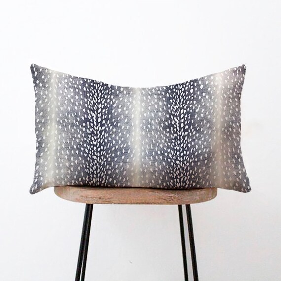 Navy Blue Antelope Lumbar Pillow Cover Animal Print Blue Etsy