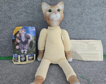 Anthropomorphic 1991 Cat Doll Wangs International Just For Keeps 21in New