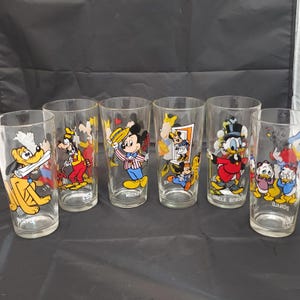 1978 Walt Disney Mickey Mouse & Friends Pepsi Collector Glasses Set of 6 - Mint