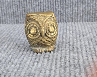 Vintage Brass Owl Figurine Miniature Collectible Statue