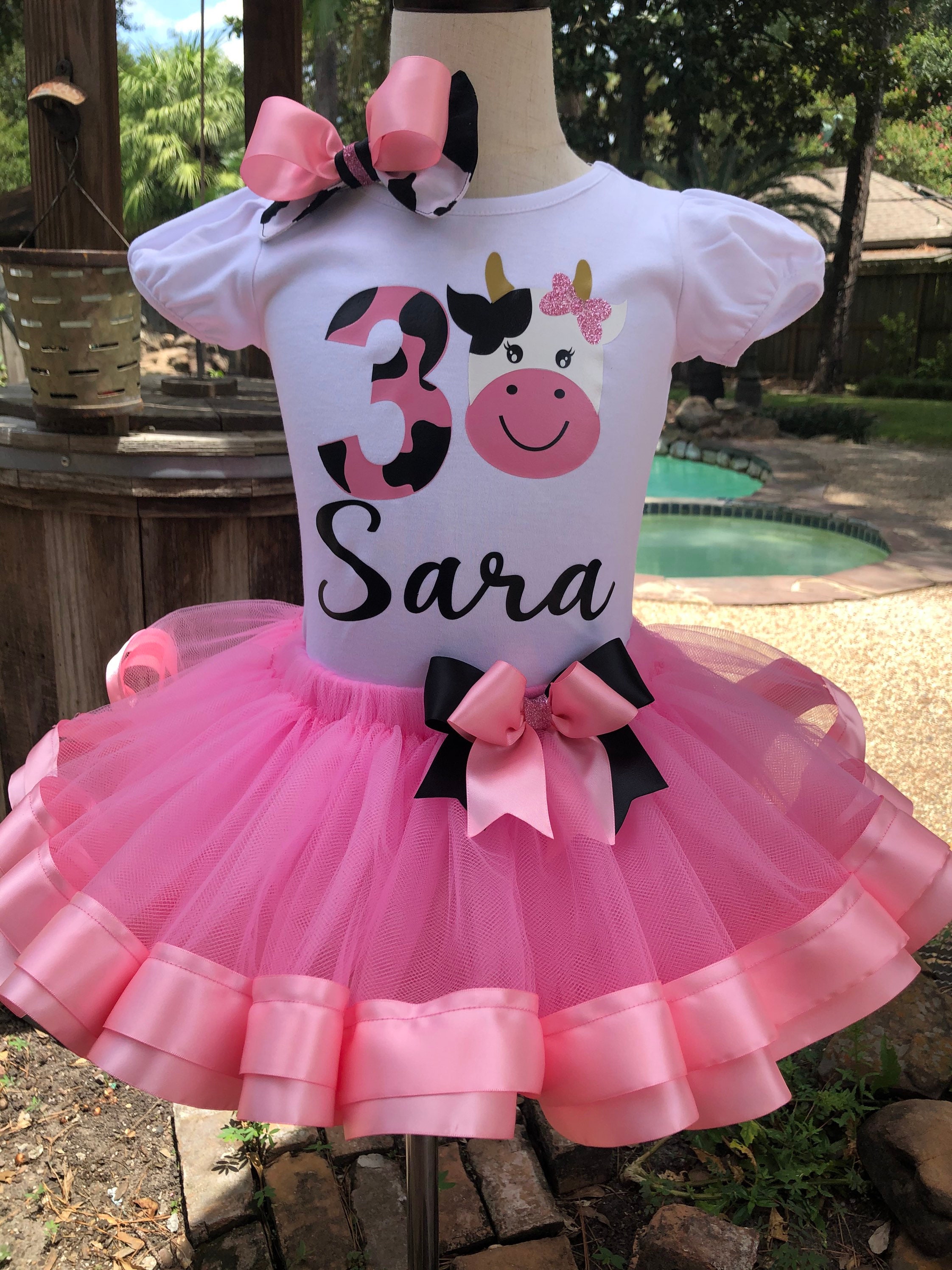 La Vaca Lola Ribbon Birthday Tutu Outfit Farm - Etsy