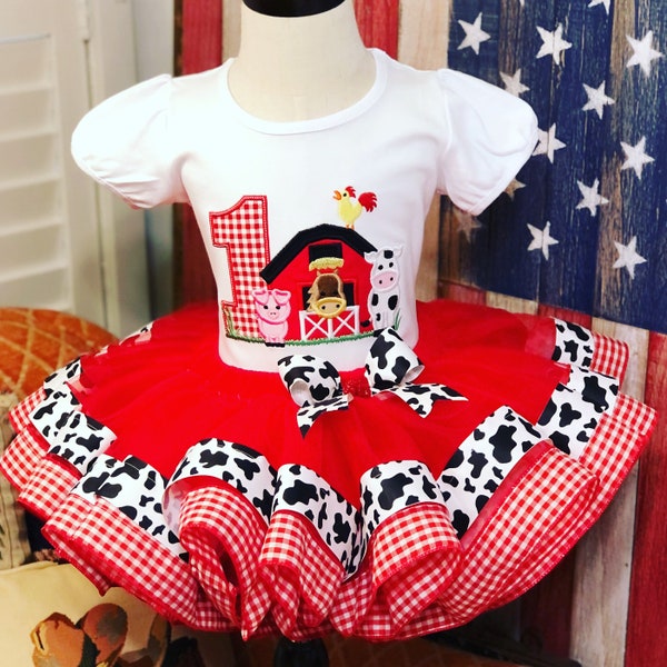 Farm Birthday Outfit - Farm Tutu Outfit - Girl Barn Animals Birthday