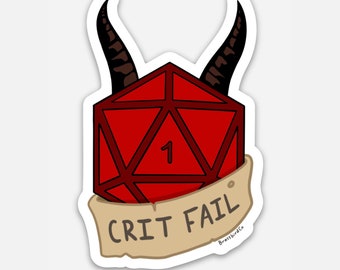 Critical Fail D20 Horns Sticker