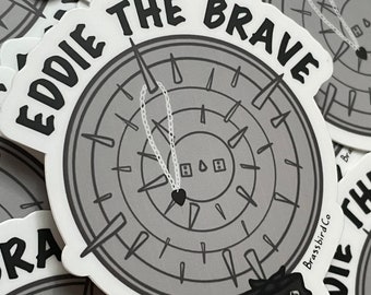 Eddie The Brave Shield Bandanna and Guitar Pick Necklace Sticker