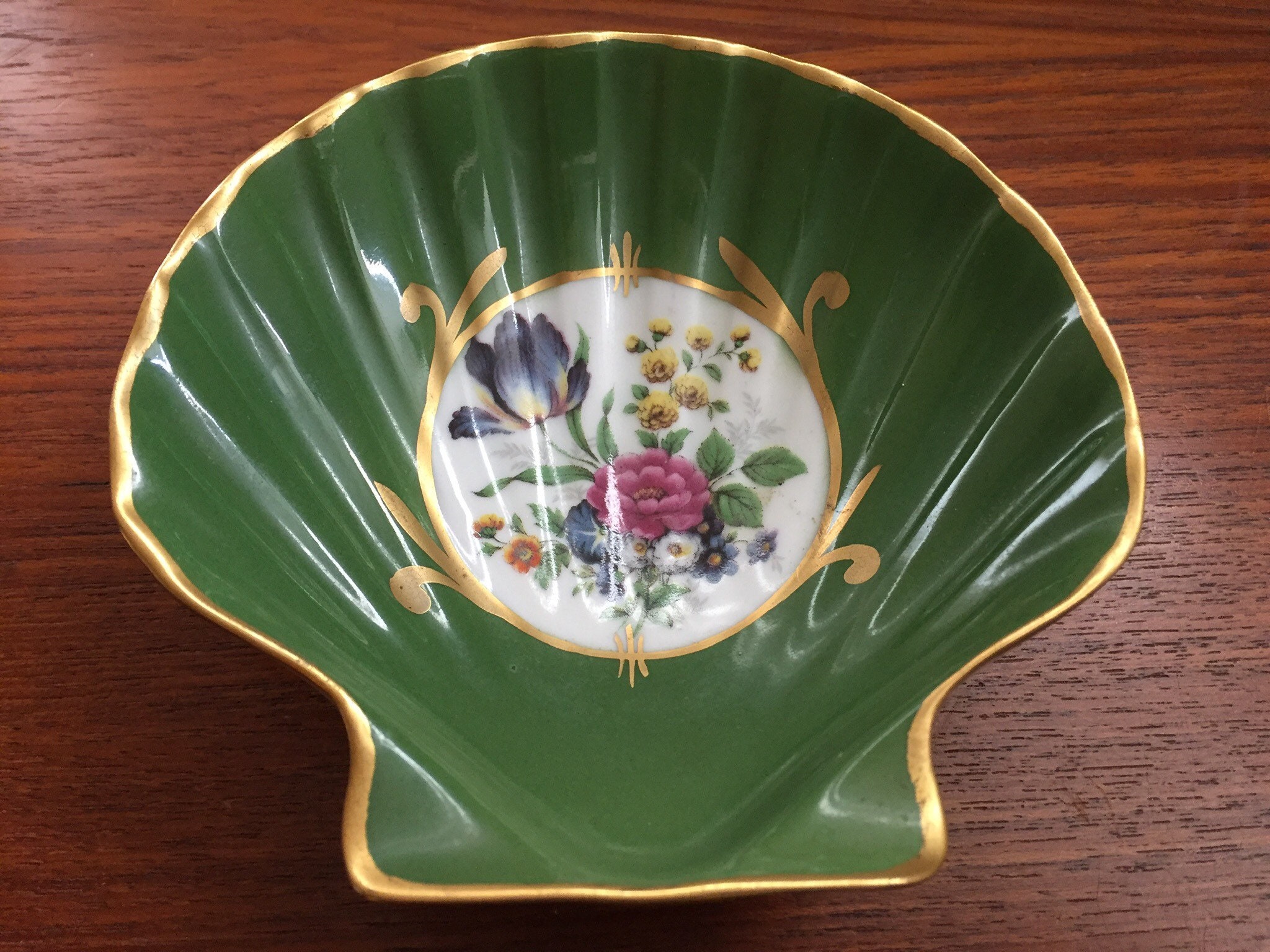 Vintage Limoges Shell Dish with Handpainted Gold Trim Etsy