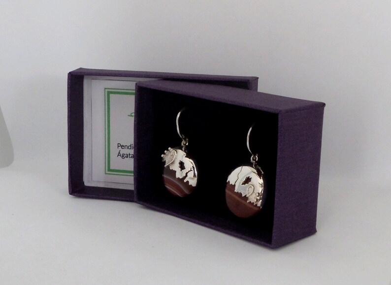Beautiful long red earring Beautiful natural red agate stone Contemporary jewelry made of sterling silver Large round earrings