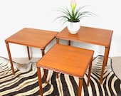 60s Vintage TEAK DANISH MODERN Nesting Side Tables Mid Century Modern Table 1960s