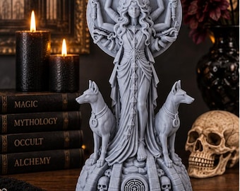 Hecate Statue, Greek Goddess Altar Decor, Triple Goddess Sculpture, Witchcraft Decor, Pagan Figurine, Dark Goddess Gift