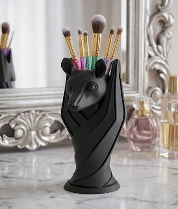 Gothic Bat Pen Holder 3D Printed Vampire Desk Organizer Bat Makeup…