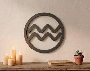 Aquarius Zodiac Wall Decor | Minimalist Aquarius Sign Wall Art | 3D Printed Astrology Symbol Decor | Modern Horoscope Room Decoration