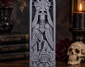 Santa Muerte Statue, Nuestra Señora de la Santa Muerte Altar Decor, Gothic Skeleton Saint Figurine, Day of the Dead Gift