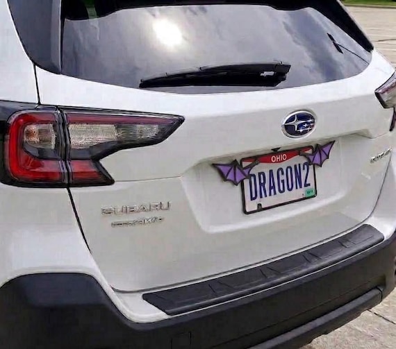 License Plate Dragon Bat Wings Decor: Goth Halloween Car Motorcycle Accessory. Universal Fit. Warp Heat Resistant.