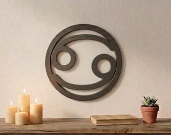 Cancer Zodiac Wall Decor | Minimalist Cancer Sign Wall Art | 3D Printed Astrology Symbol Decor | Modern Horoscope Room Decoration