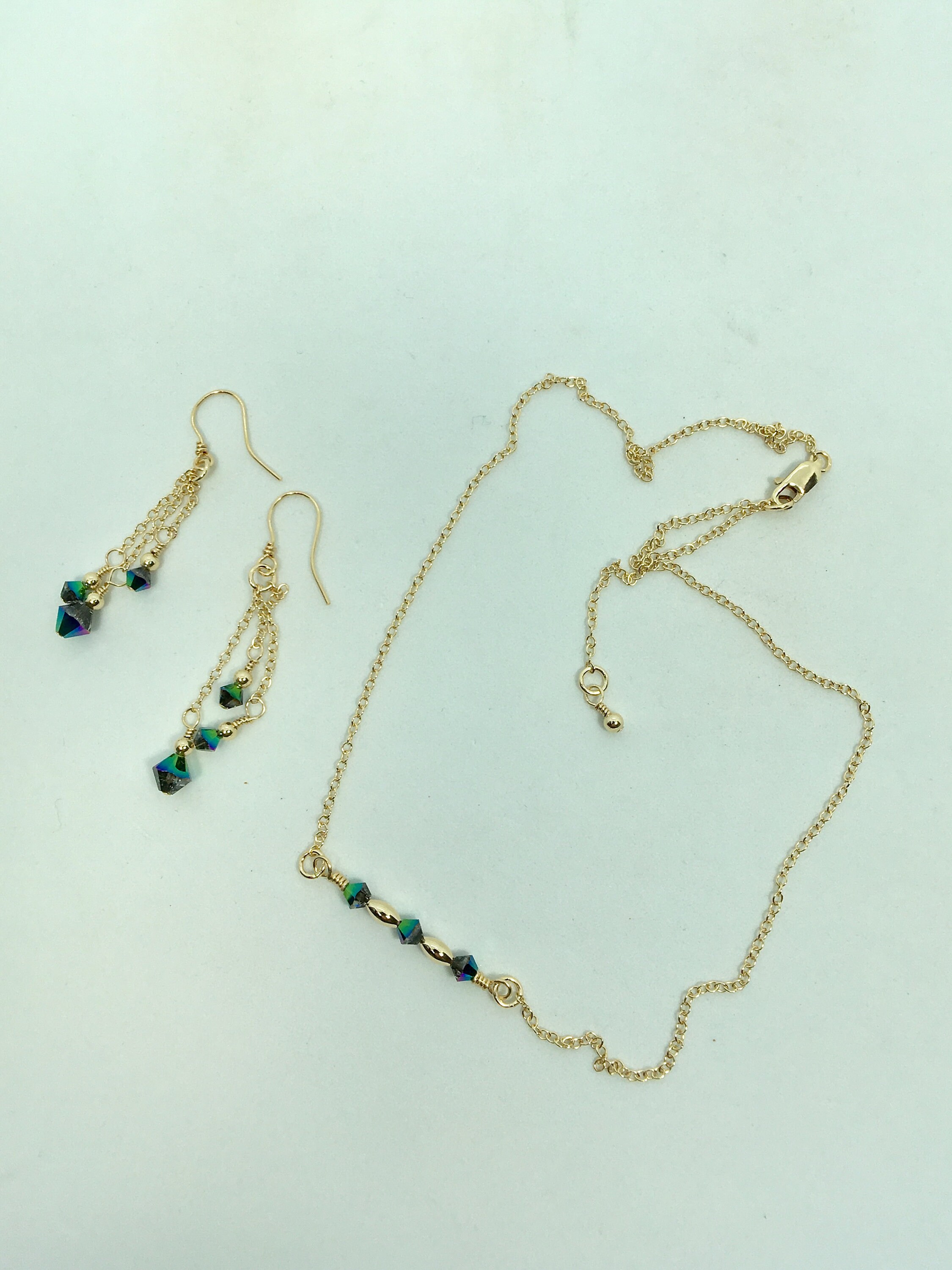 14K Gold Filled wire wrapped adjustable Bar necklace set with Etsy