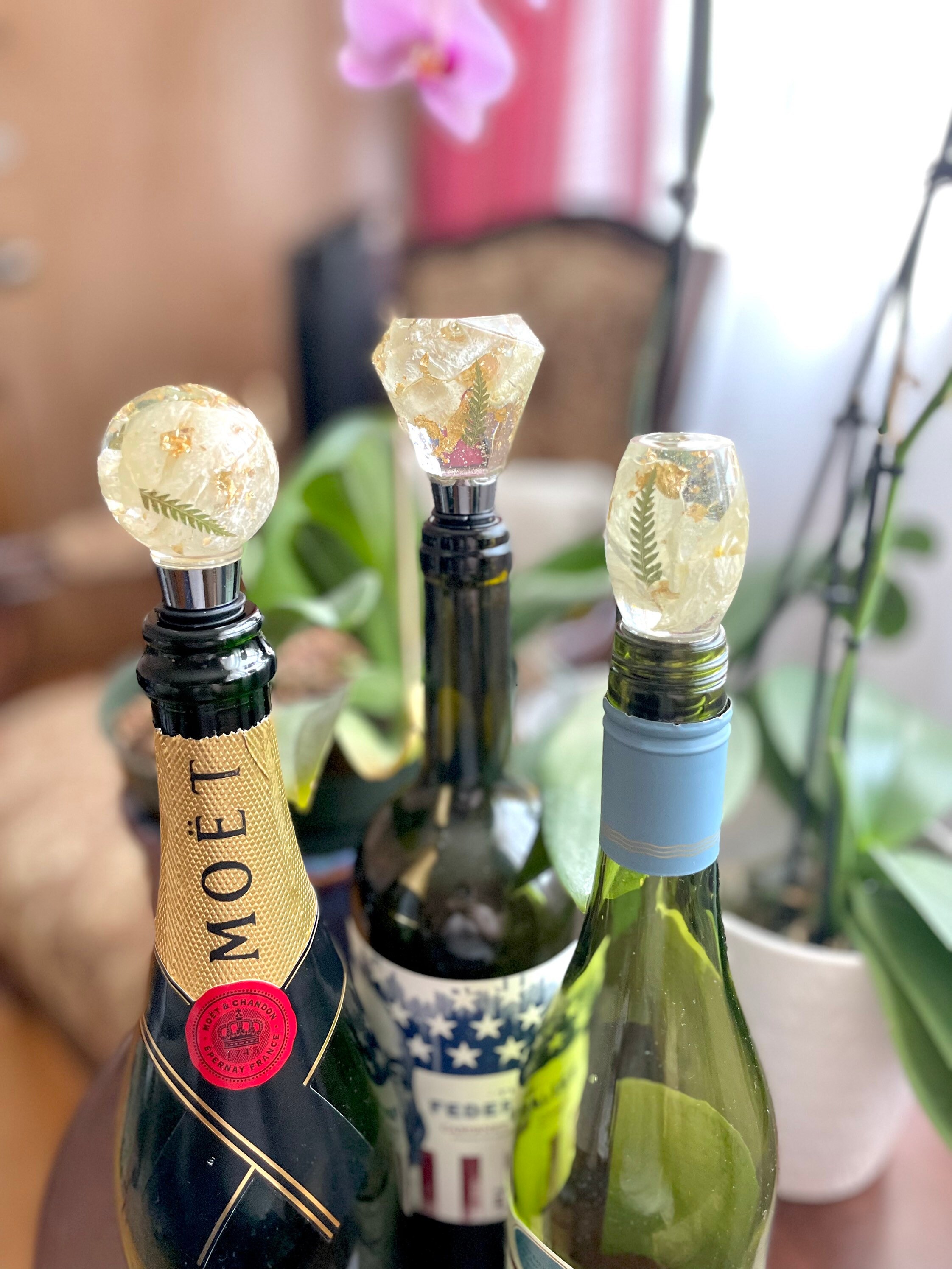 Soleebee Bouchons De Bouteille De Vin Décoratifs Avec Strass En Cristal, Bouchons De Bouteille De Boisson Pour Cadeaux, Bar, Fête De Vacances, Mariage (rose