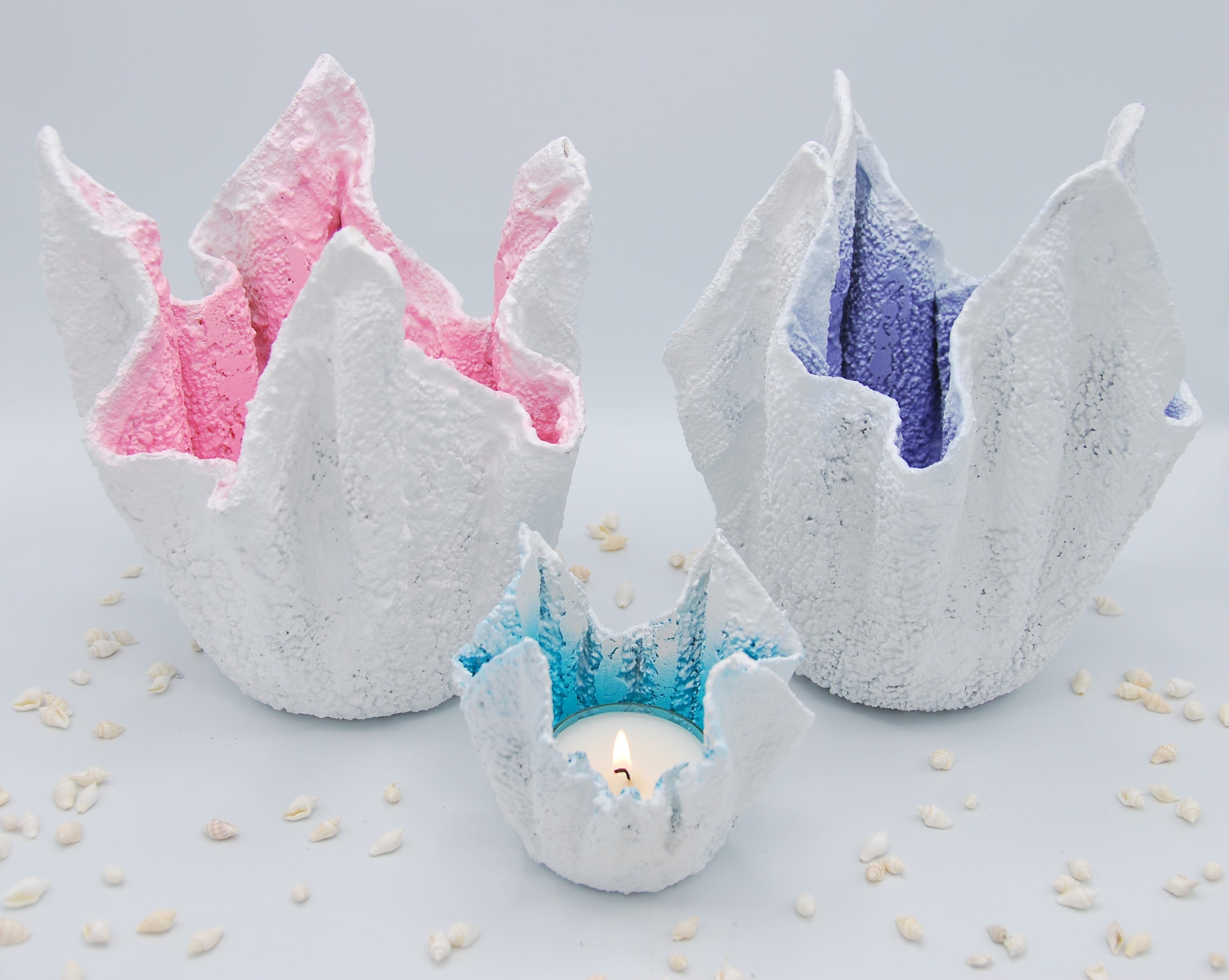 Modern Planter Draped Concrete Planter Concrete Tea Light Etsy