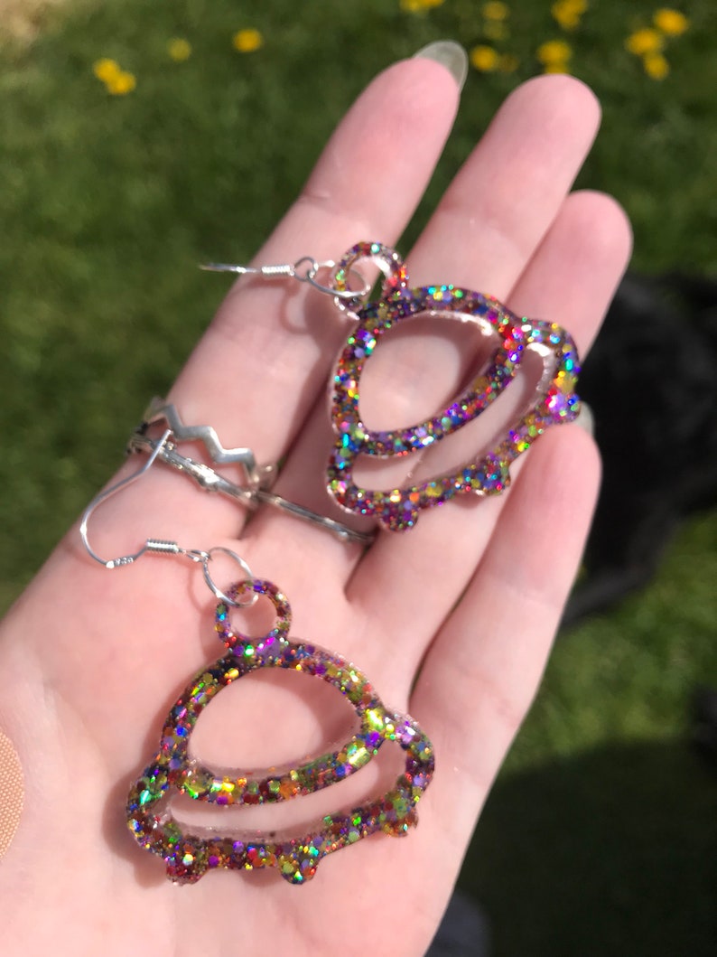 hypoallergenic Spaceship dangle earrings 925 Sterling silver