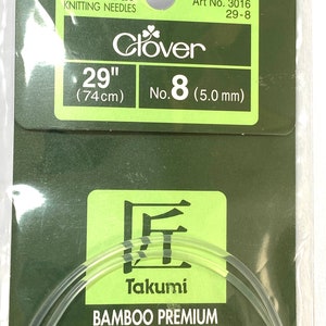 Clover circular knitting needles, Size US 8, 29” long. In original packaging. Bamboo knitting needles, knitting tool, wood knitting needle