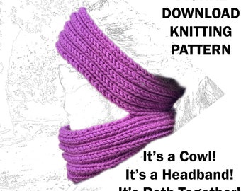 Knit Headband Cowl Pattern, Any Yarn Weight (Digital Download)