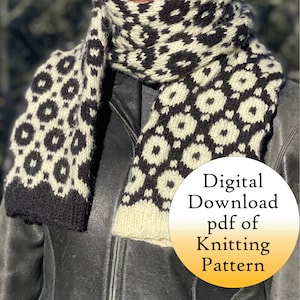 Knitting Pattern for Spot On Tube Scarf, Digital Download, winter scarf, knit your own scarf, colorwork scarf, two-color scarf, long scarf