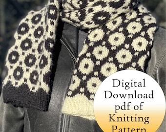 Colorwork Tube Scarf Knitting Pattern, Two-Color Winter Scarf (Digital Download)