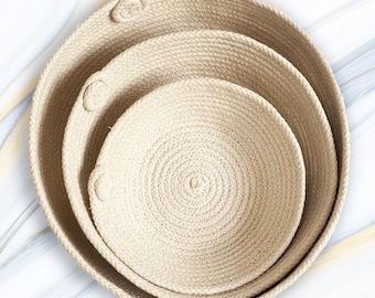 Round rope bowls, 3 sizes! Catchall organizing baskets, cotton rope basket, Gathering basket for keys, phones & loose change, pastel colors!