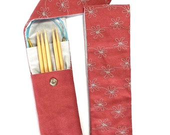 Two pocket knitting needle case, Fits double point needles with a circular needle, Or two sets of DP’s! Knitting storage, knitting organizer