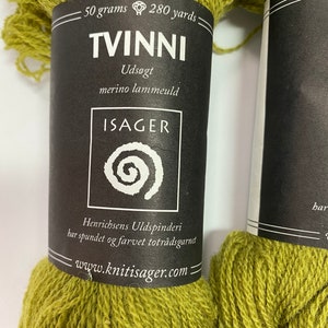 Two Fingering weight yarn hanks by Isager. Yarn lot of 2 hanks. Yarn destash! color 15, merino lambswool, 280 yds ea, 560yds tot.
