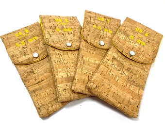 Embroidered Cork Knitting Needle Organizer Sleeves: US 6-9, Set of 4