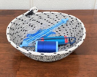 Black and White Cotton Rope Bowl, Small Decor Catchall