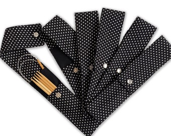 Knitting Needle Case: Black Polka Dot, DPN & Circular Needle Holder