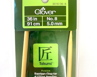 Clover Bamboo Circular Knitting Needles - US 8, 36” Long