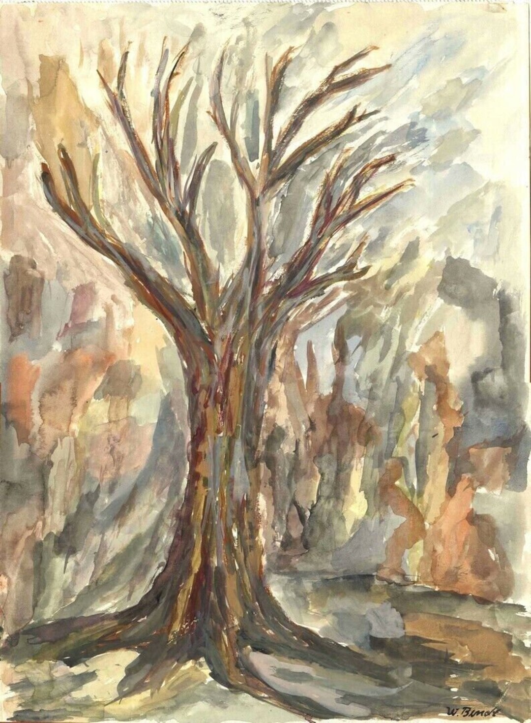 W. Bendt Expressionist Gouache Paper 