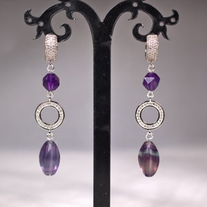 Verbena fluorite garnet  purple anniversary, birthday, Mothter&#39;s & Grandmother&#39;s day, gift for her, earrings made by VANGESDesigns.