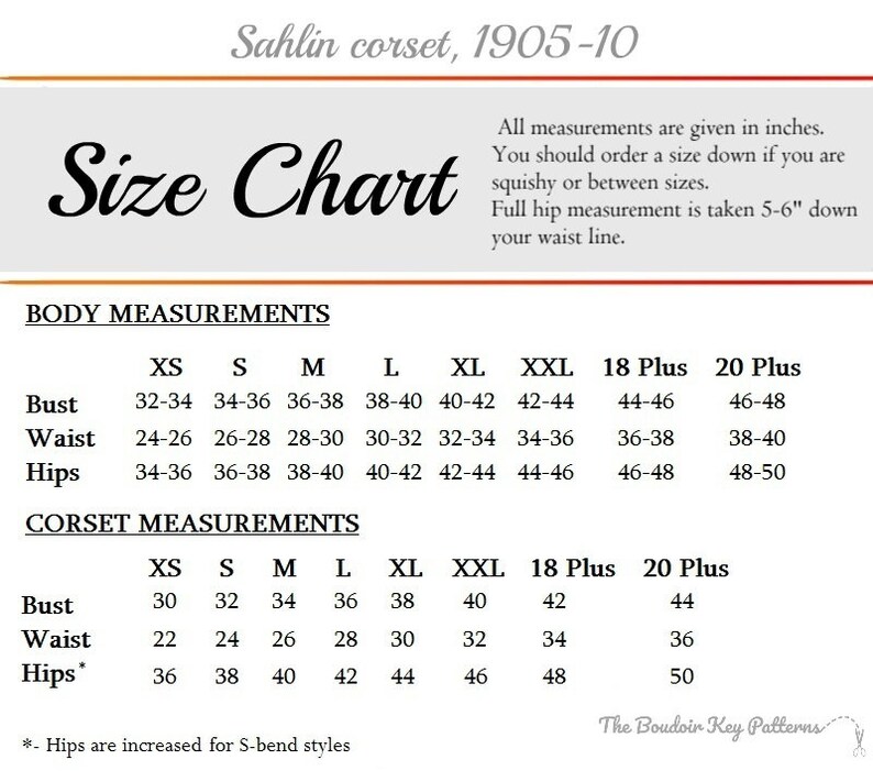 1900s S-bend corset pattern Sahlin corset pattern XS Printable Edwardian Corset Pattern