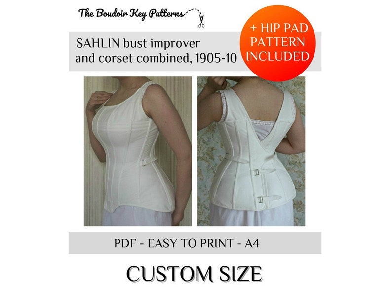 CUSTOM DRAFTED Printable Edwardian Corset Pattern Sahlin corset pattern S-bend corset 1900s corset pattern