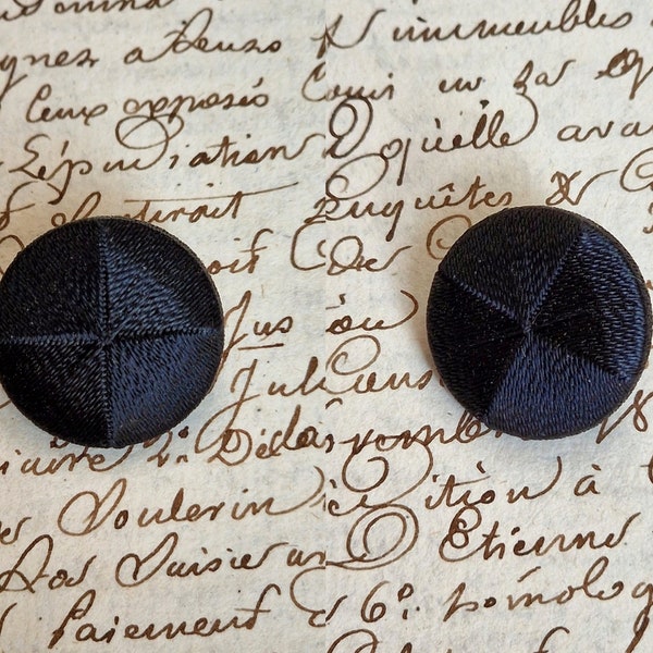 Custom Size Jet Black Handmade Historical Buttons, Thread Wrapped Handcrafted Buttons for 19th Century Historical Reenactment, Vintage Style