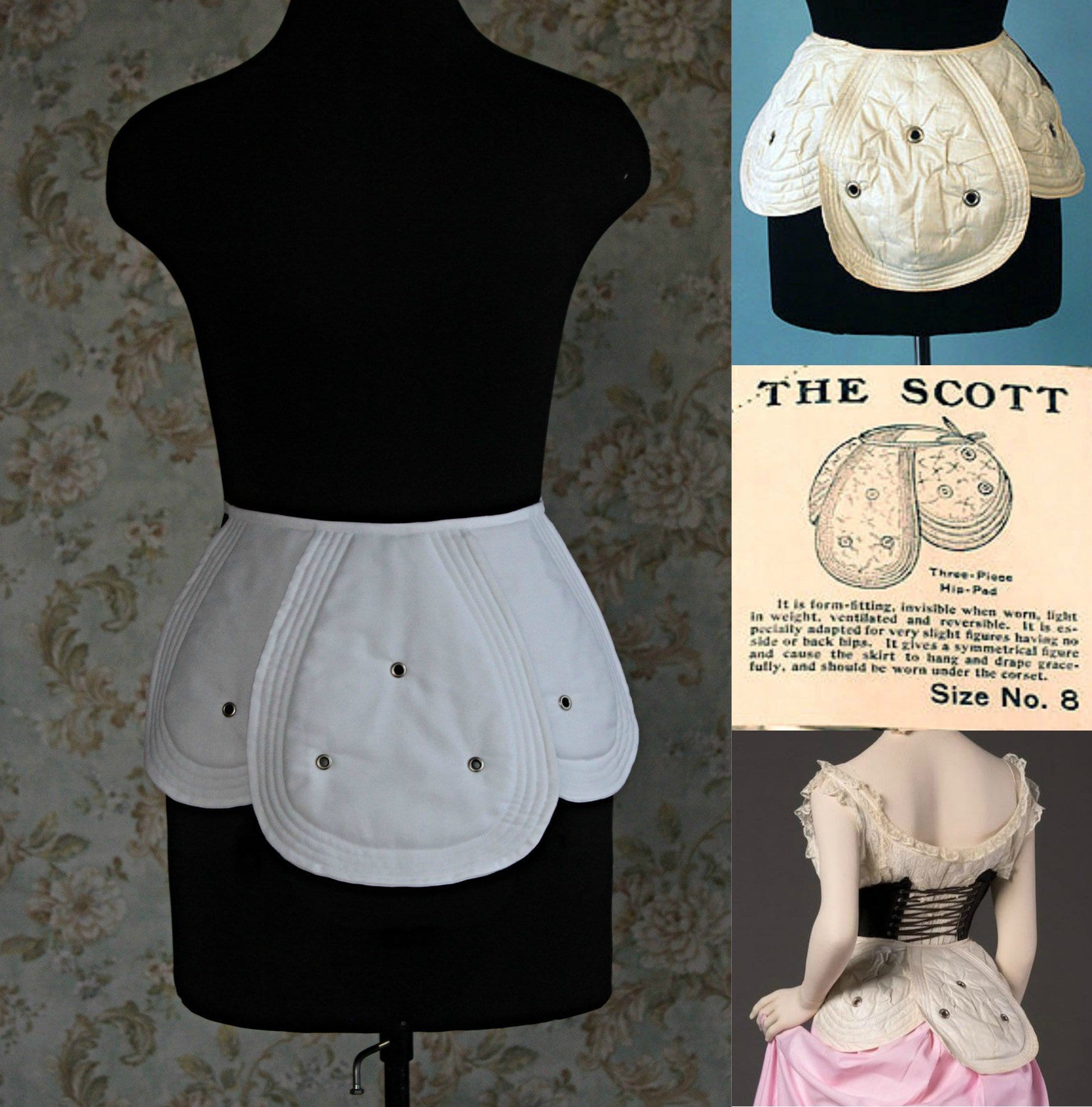 Edwardian Hip Pad, the Scott Hip Pad Replica, C. 1905, Hip Pad, Hip  Improver, Bum Pad for Historical Costume 