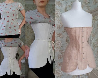 Made-to-measure custom 1910s Late Edwardian midbust longline corset, Titanic era corset, Gibson girl